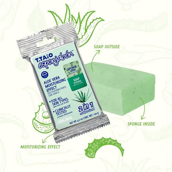 12 Pack - T. Taio Esponjabon Aloe Vera Soap-Sponge - 4.2 oz
