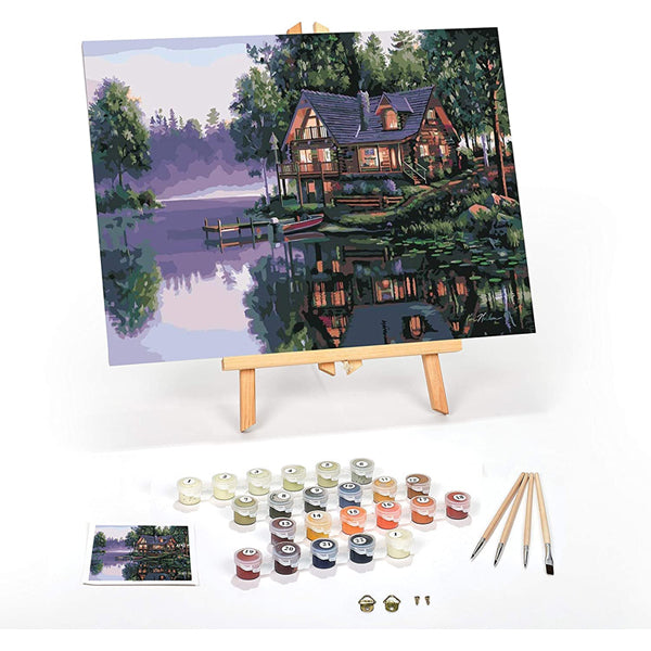 Ledgebay Cabin Fever Paint by Numbers for Adults Painting Kit 12" x 16" Framed Painting