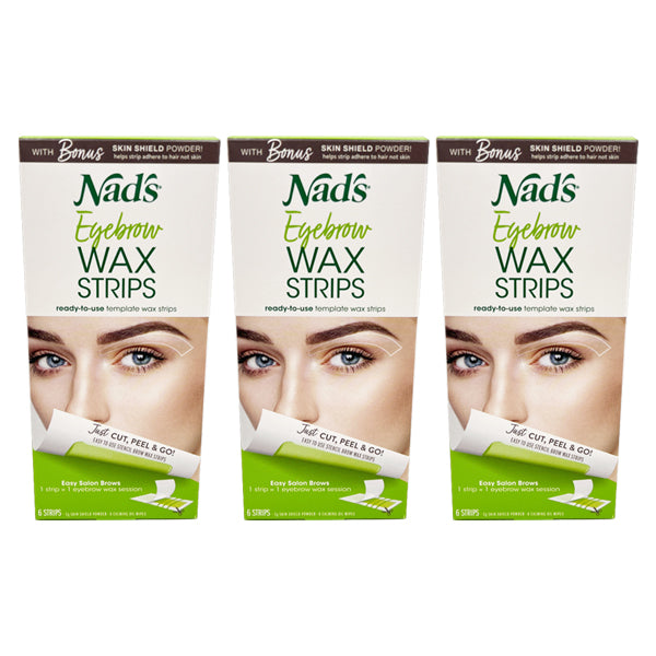 Nad's Eyebrow Wax Strips Easy Templates - 6 Strips Each - 3 Pack