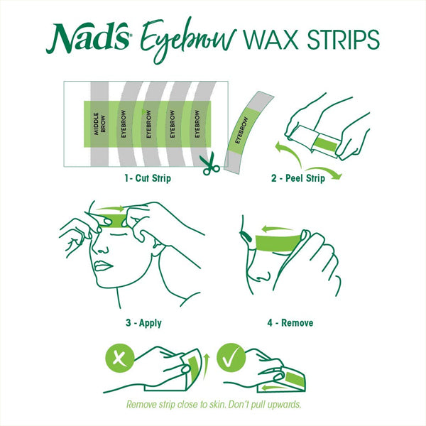 Nad's Eyebrow Wax Strips Easy Templates - 6 Strips Each - 3 Pack