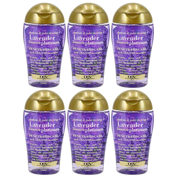 OGX Hydrate & Color Reviving + Luminescent Penetrating Oil, Lavender - 3 or 6 Pack