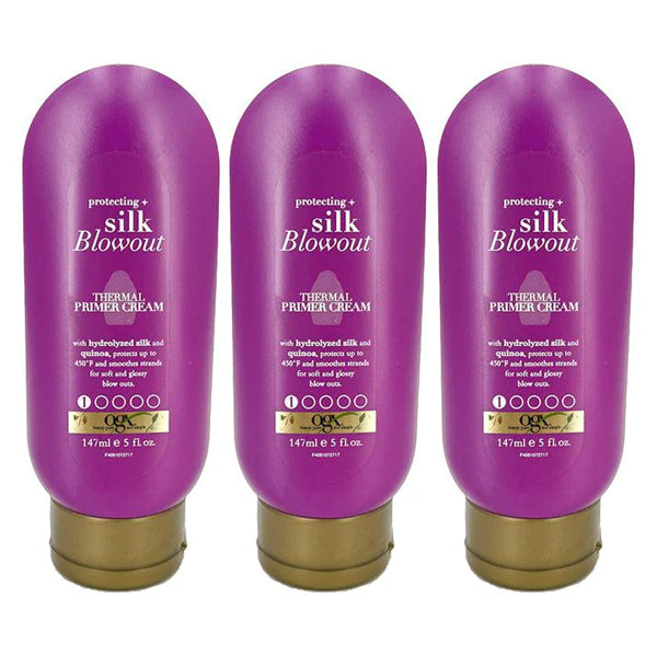 OGX Protecting + Silk Blowout Thermal Primer Cream 5 Ounce - 3 or 6 Pack