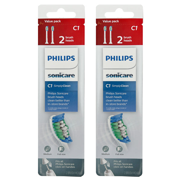Philips Sonicare C1 SimplyClean Value Pack Brush Heads Replacements - Lot of 2