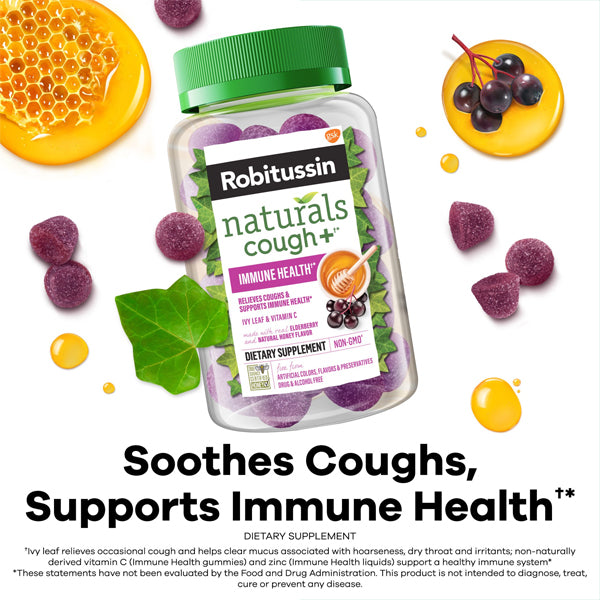 3 Pack - Robitussin Naturals Immune Health Gummies Honey and Elderberry 30 Count Each