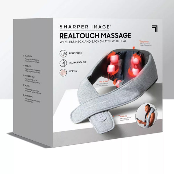 Sharper Image Realtouch Shiatsu Wireless Neck and Back Massager with Heat - Gray