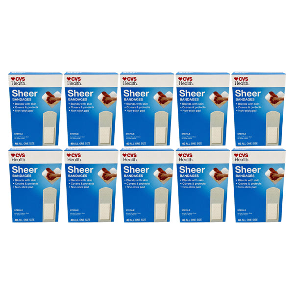 10 Pack - CVS Health Sheer Bandages, All One Size - 40 ct Each
