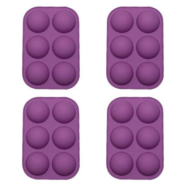 6 Hole Semi-Sphere Round Silicone Hot Chocolate Bombs Cake Mold - 4 Pack