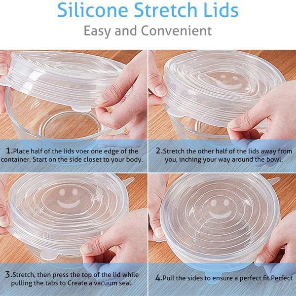 Silicone Food Storage Stretch Lids - 12 Pack