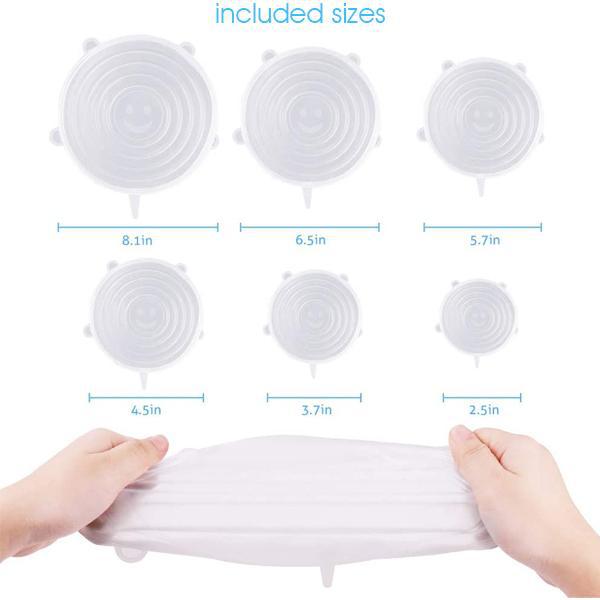 Silicone Food Storage Stretch Lids - 12 Pack