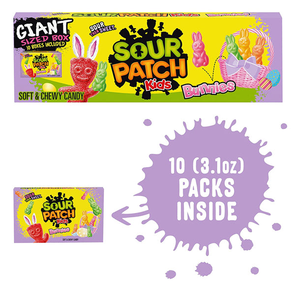 SOUR PATCH KIDS Bunnies Soft & Chewy Easter Candy, Giant Box, Includes 10 - 3.1 oz Boxes