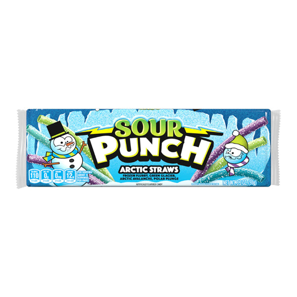 Case of 12 - Sour Punch Straws, Sweet & Sour Arctic Chewy Candy 3.2oz