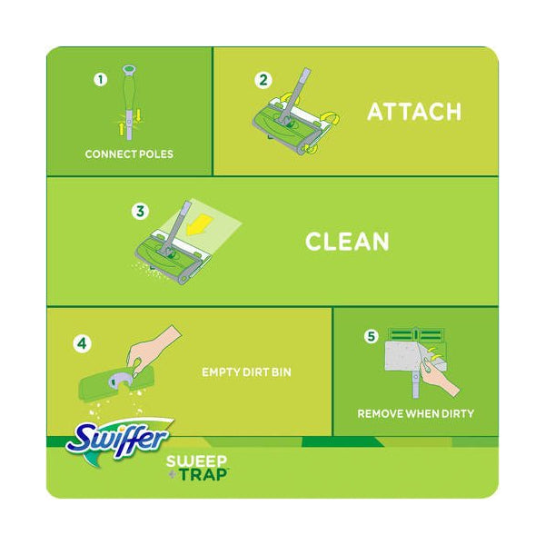 Swiffer Sweep + Trap Sweeping Kit Includes 8 Dry Cloths