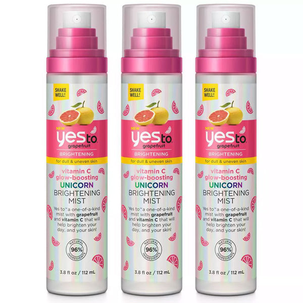 3 Pack - Yes To Grapefruit Vitamin C Glow Boosting Unicorn Brightening Mist - 3.8 fl oz