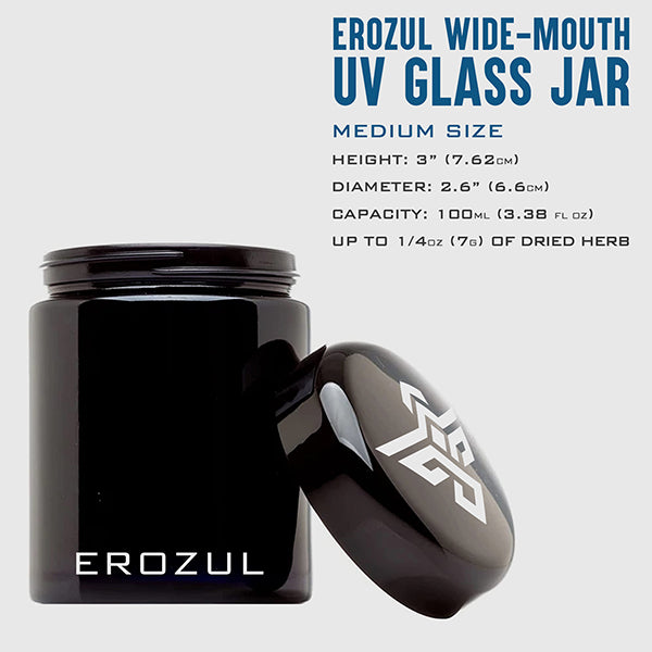 Erozul 100ml Screw Top Wide Mouth Glass UV Jar