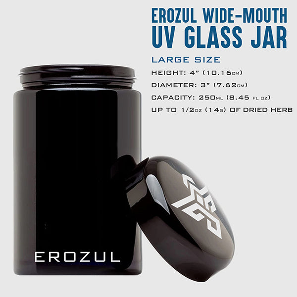 Erozul 250ml Screw Top Wide Mouth Glass UV Jar