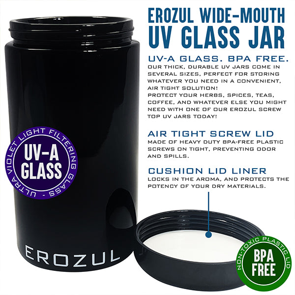 Erozul 500ml Screw Top Wide Mouth Glass UV Jar