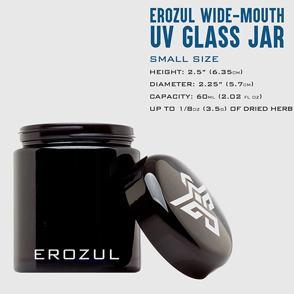 Erozul 60ml Screw Top Wide Mouth Glass UV Jar - 3 Pack